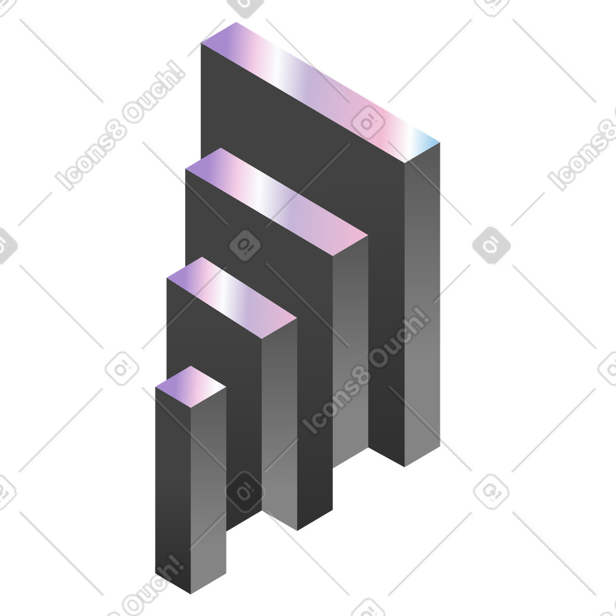 Geometric isometric blocks, Growth and analytics illustration in PNG, SVG
