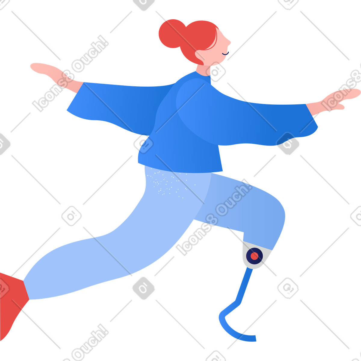 下载 Clip 风格的 带假肢做瑜伽的女孩 插画，支持 PNG、SVG 格式