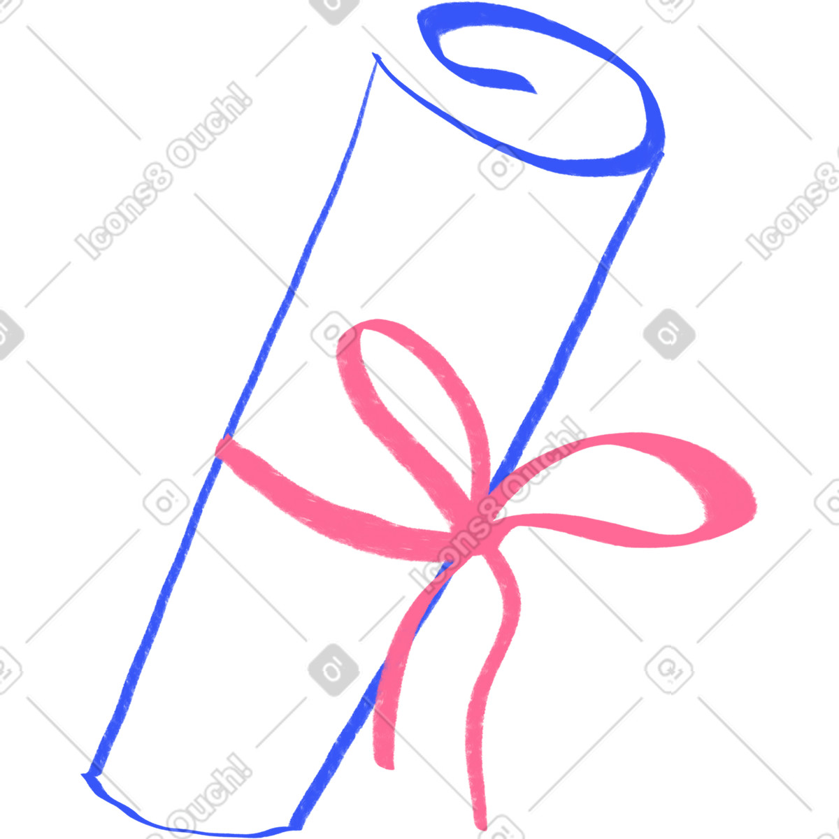Quirky 스타일의 Diploma with pink bow 일러스트레이션 PNG, SVG 다운로드