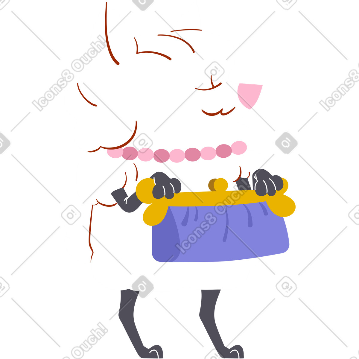 Ilustración Fashionista pomerania en estilo Woof a descargar en PNG y SVG