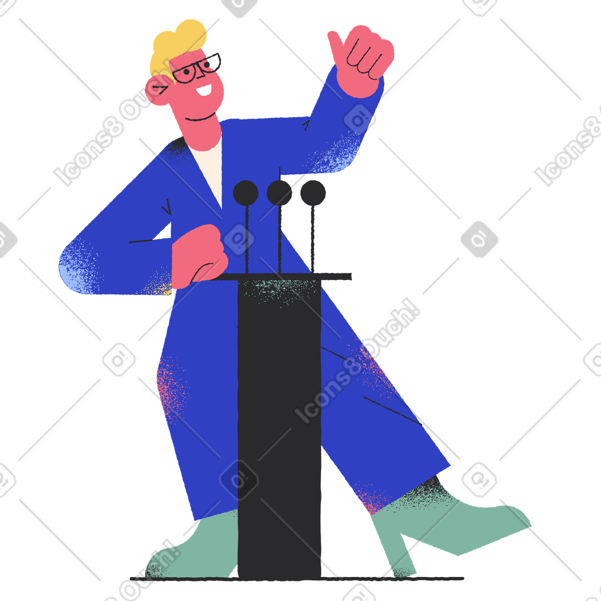 Ilustración Orador público dando una conferencia en estilo Pablo a descargar en PNG y SVG