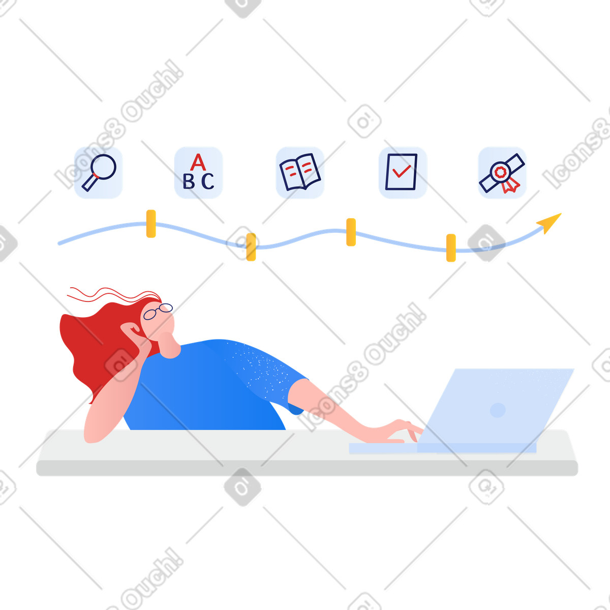 Illustration Chronologie du workflow avec étapes dans l'ordre aux formats PNG et SVG