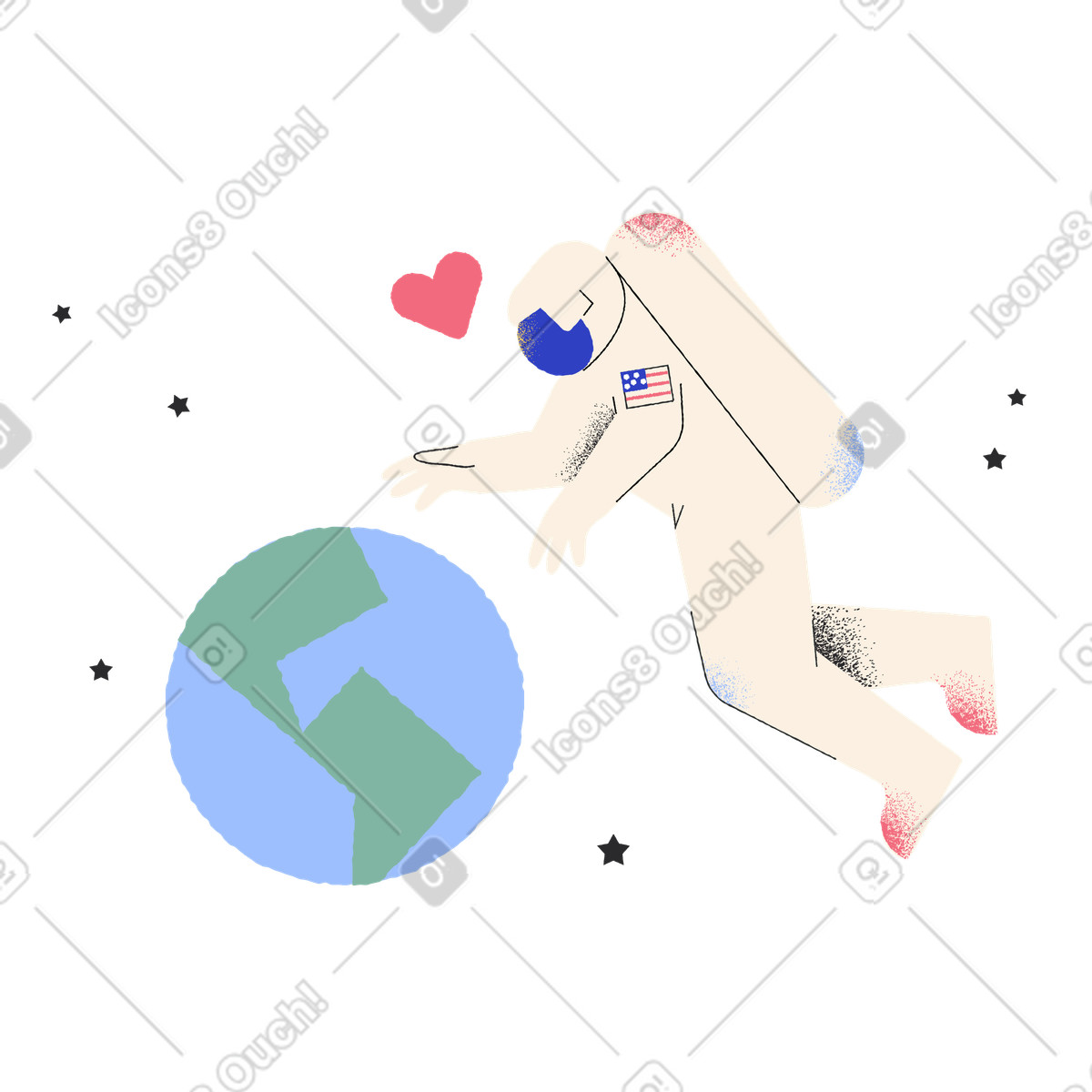 Pablo スタイルの Astronaut misses home のイラストをPNG、SVG形式でダウンロード