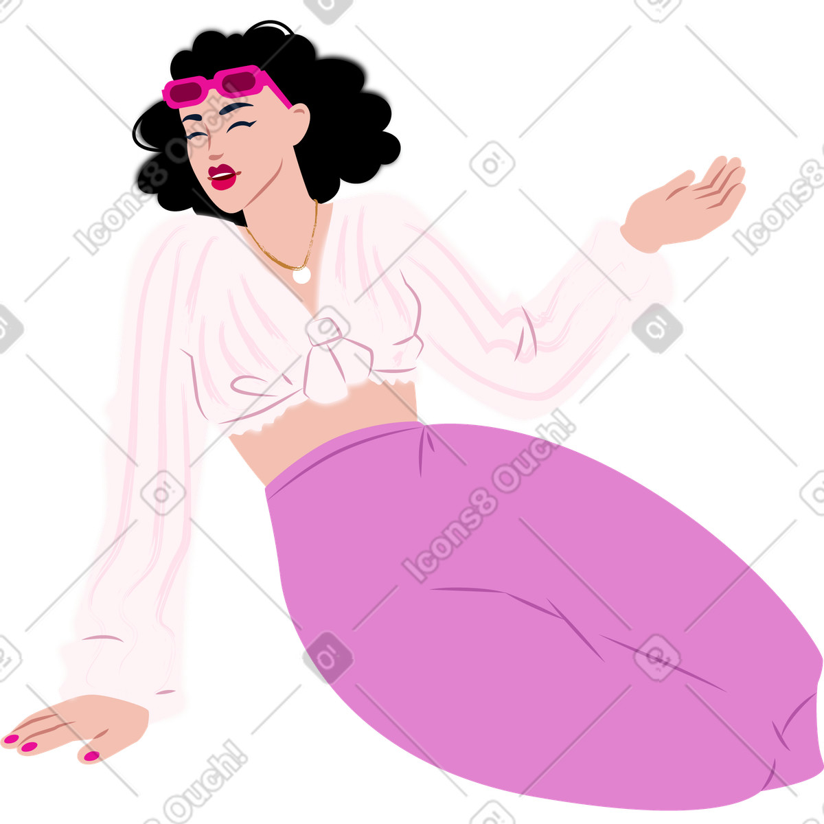 Young woman reclining illustration in Everyday style download in PNG, SVG