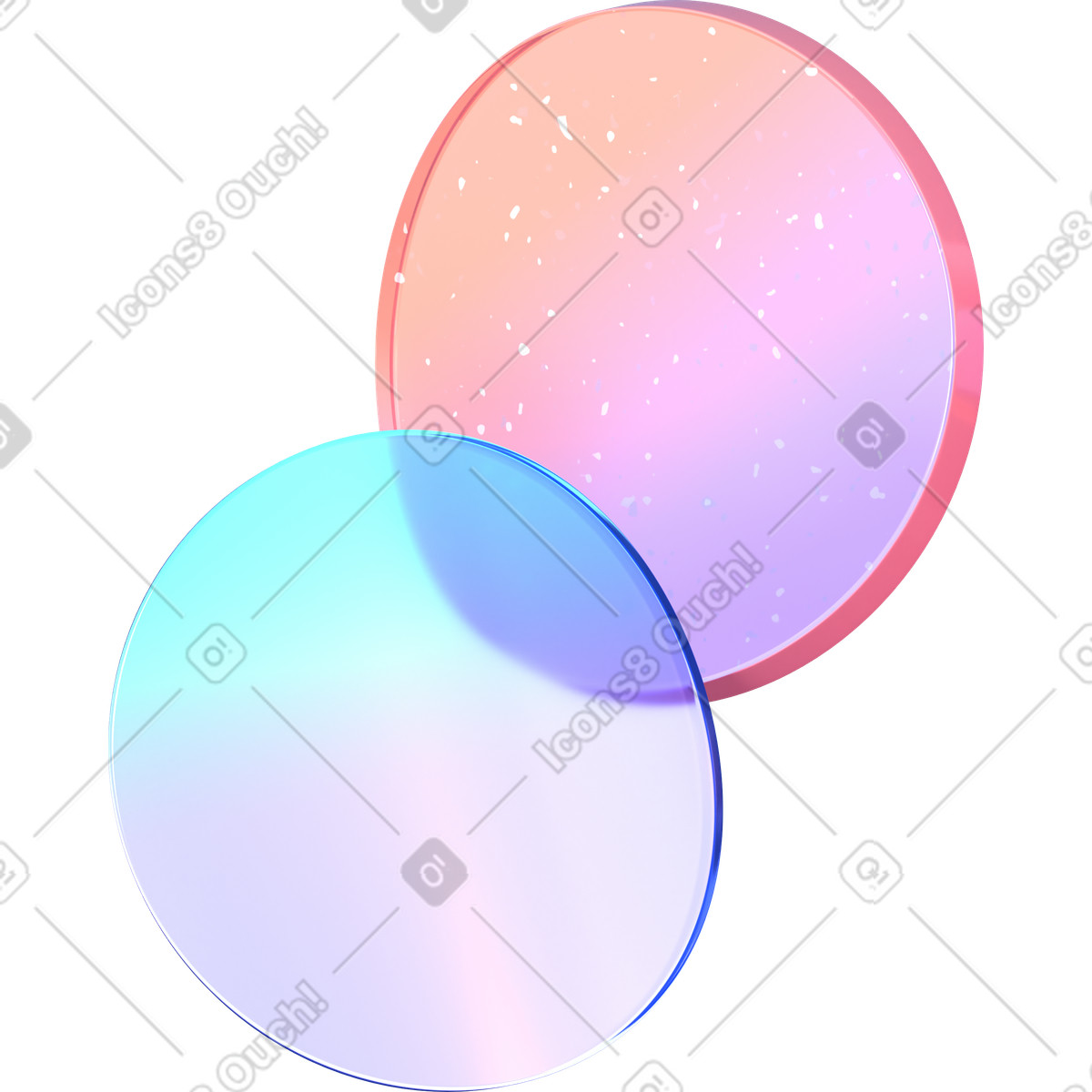 Two curved transparent lenses illustration in 3D Glassy style download in PNG, SVG