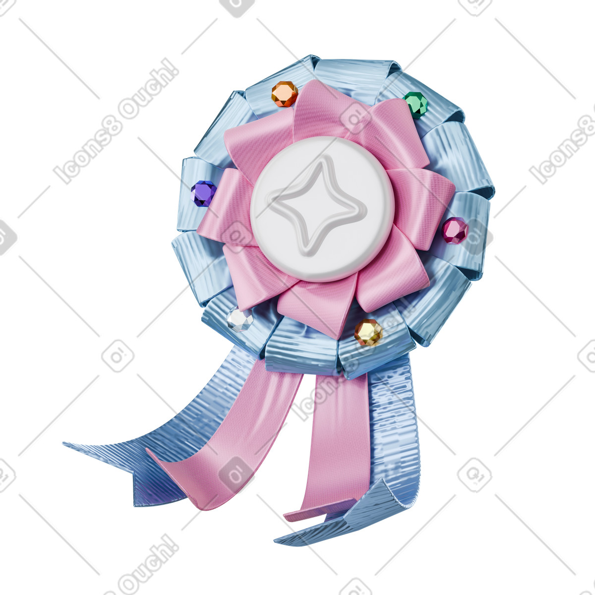 Illustration animée Récompense du ruban rosette dans le style 3D Stickle à télécharger aux formats GIF, Lottie (JSON), AE