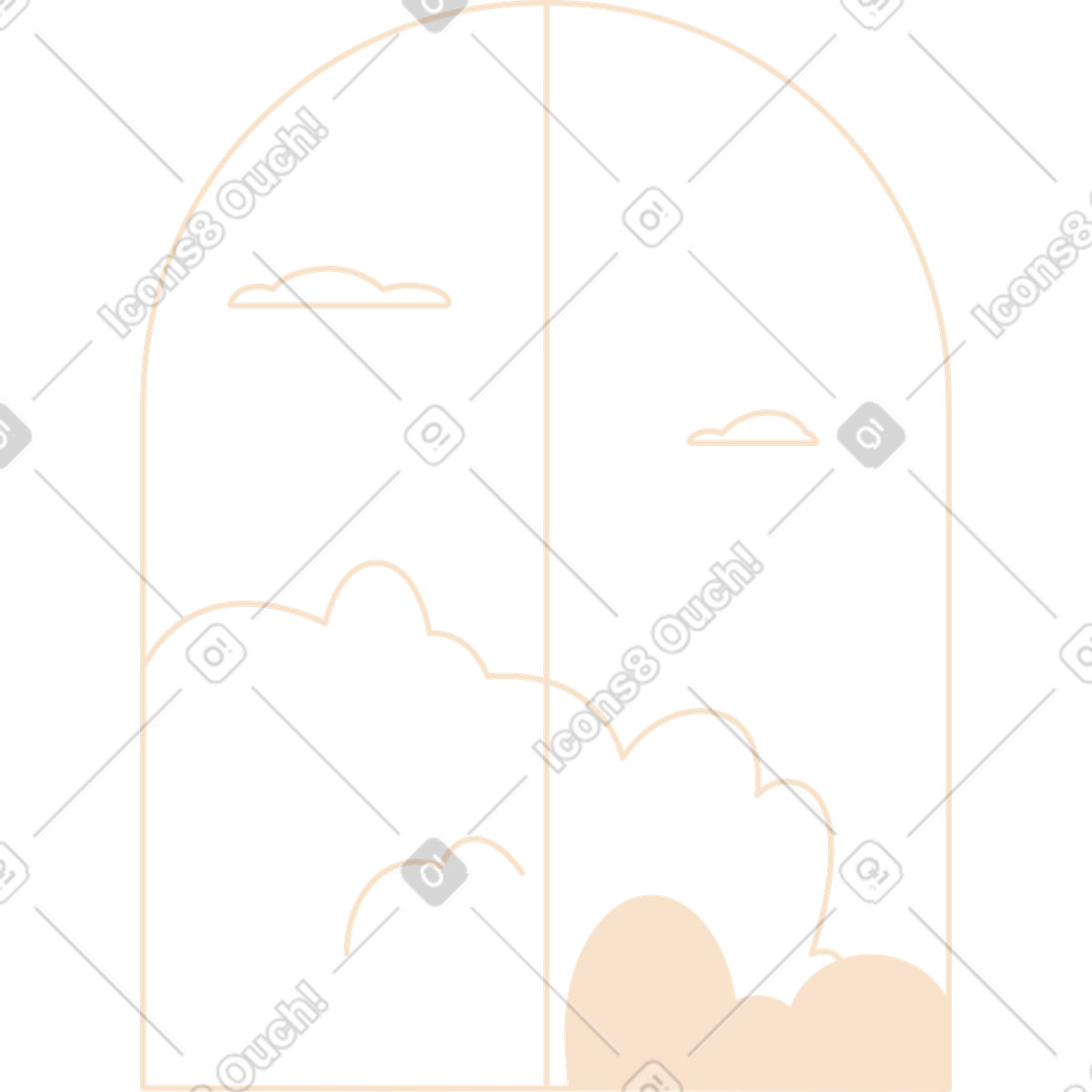 Finestra con vista sugli alberi illustrazione in stile Folks scarica in PNG, SVG