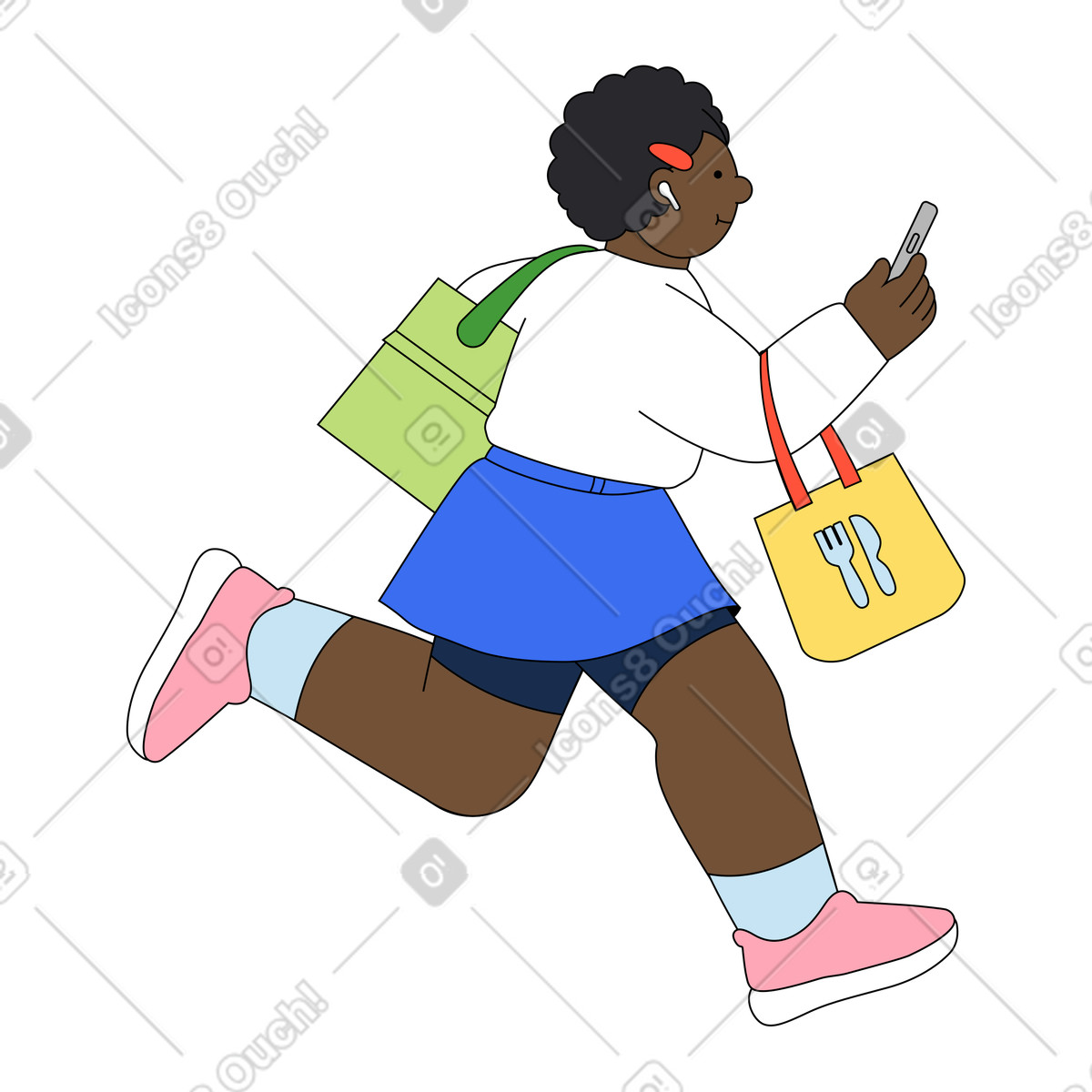Frau plant ihr zeitmanagement-Illustration im Kindy-Stil als Download in PNG, SVG