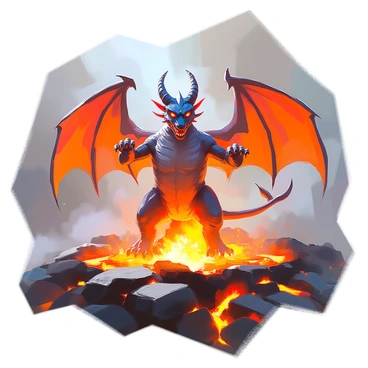 A Balrog performing a fiery dance in the heart of a volcano