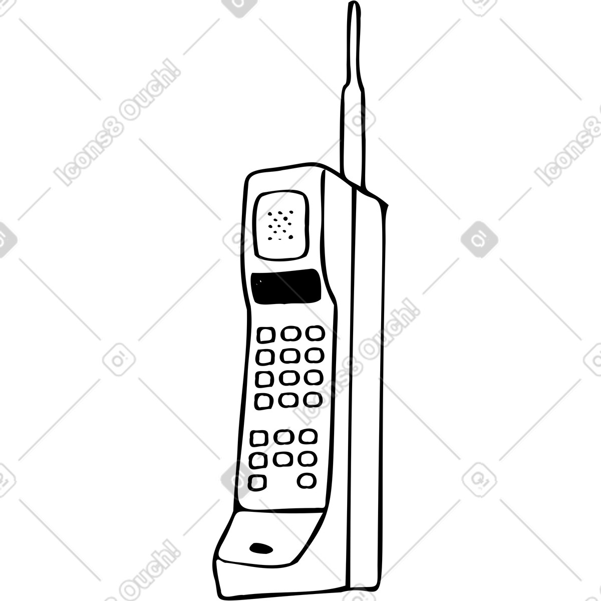 Vintage cell phone illustration in Marks style download in PNG, SVG