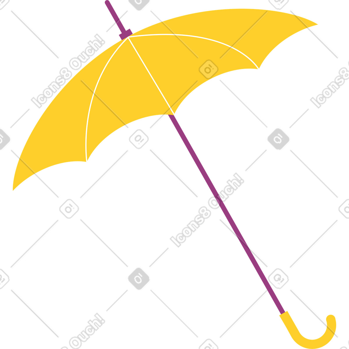 下载 Sammy 风格的 黄色雨伞手杖 插画，支持 PNG、SVG 格式