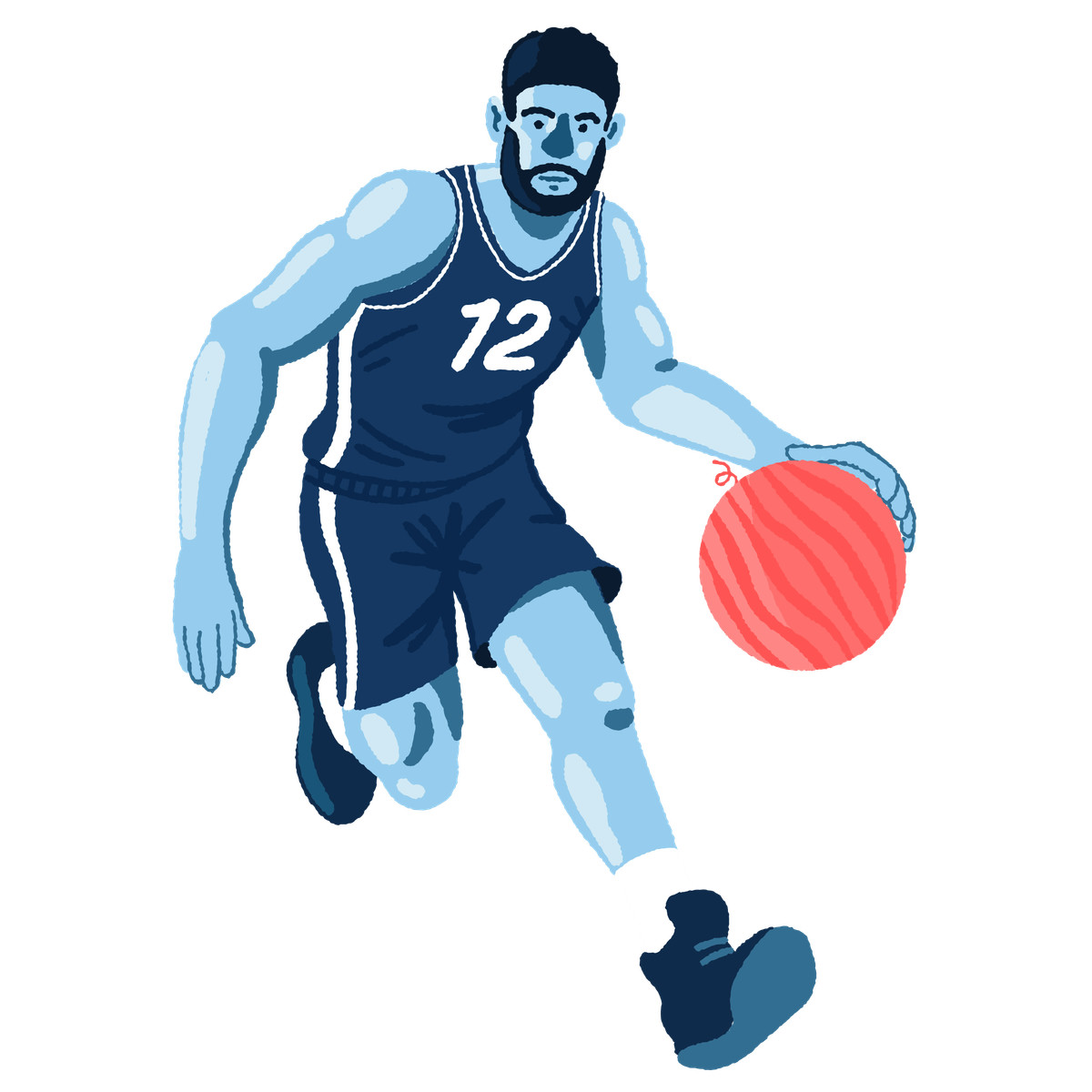 Basketball player dribbling a watermelon illustration in Cherry style download in PNG, SVG