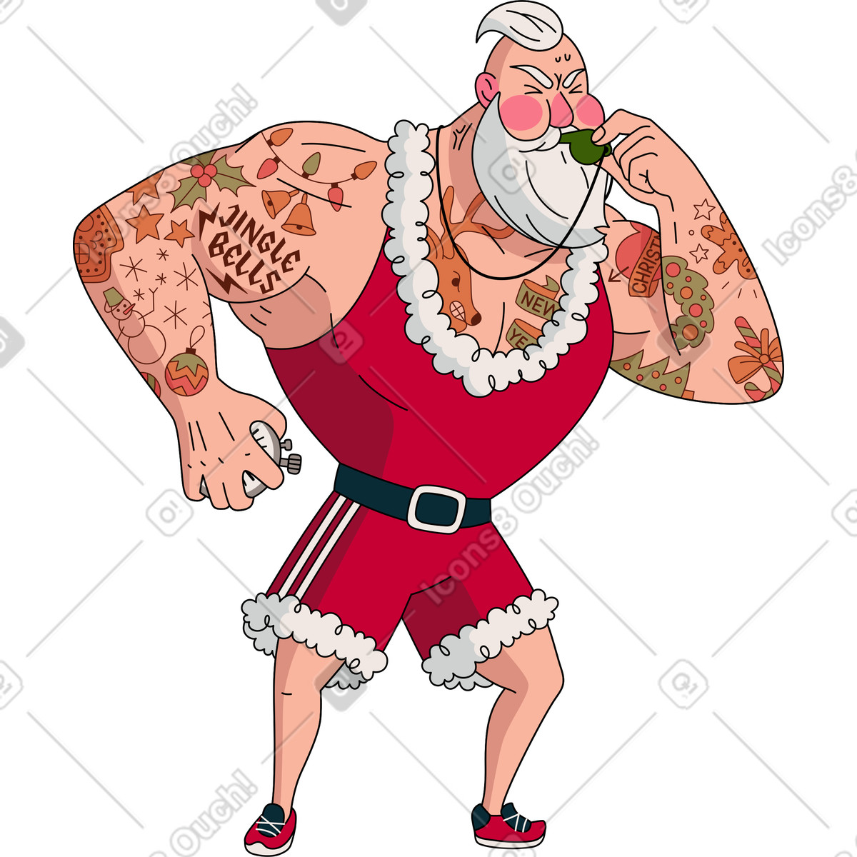 Santa trainer blowing whistle illustration in Camp style download in PNG, SVG