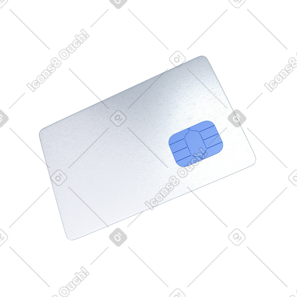 Silver credit card illustrazione in stile 3D Blueprint scarica in PNG, SVG