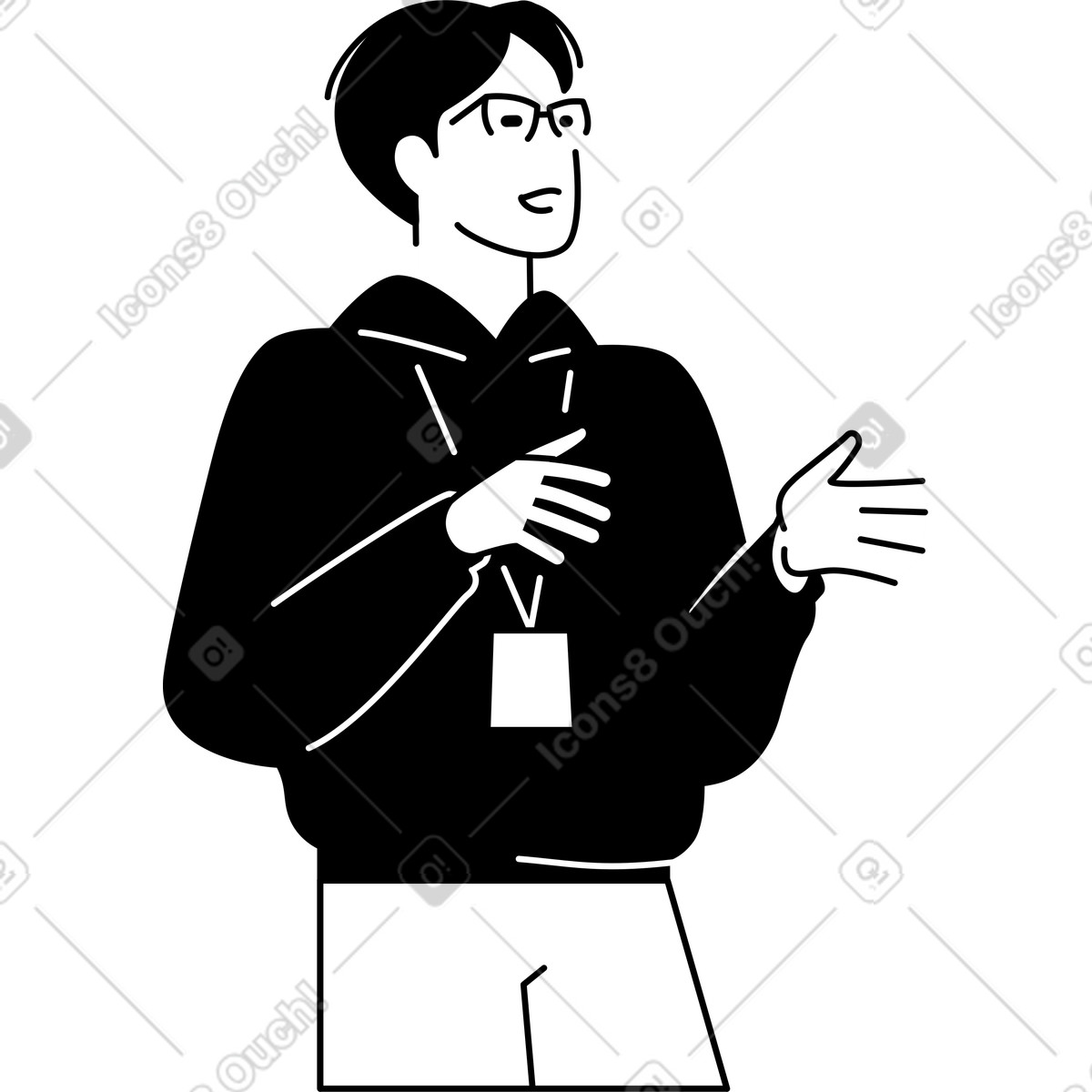 Junger mann redet-Illustration im Weekday-Stil als Download in PNG, SVG