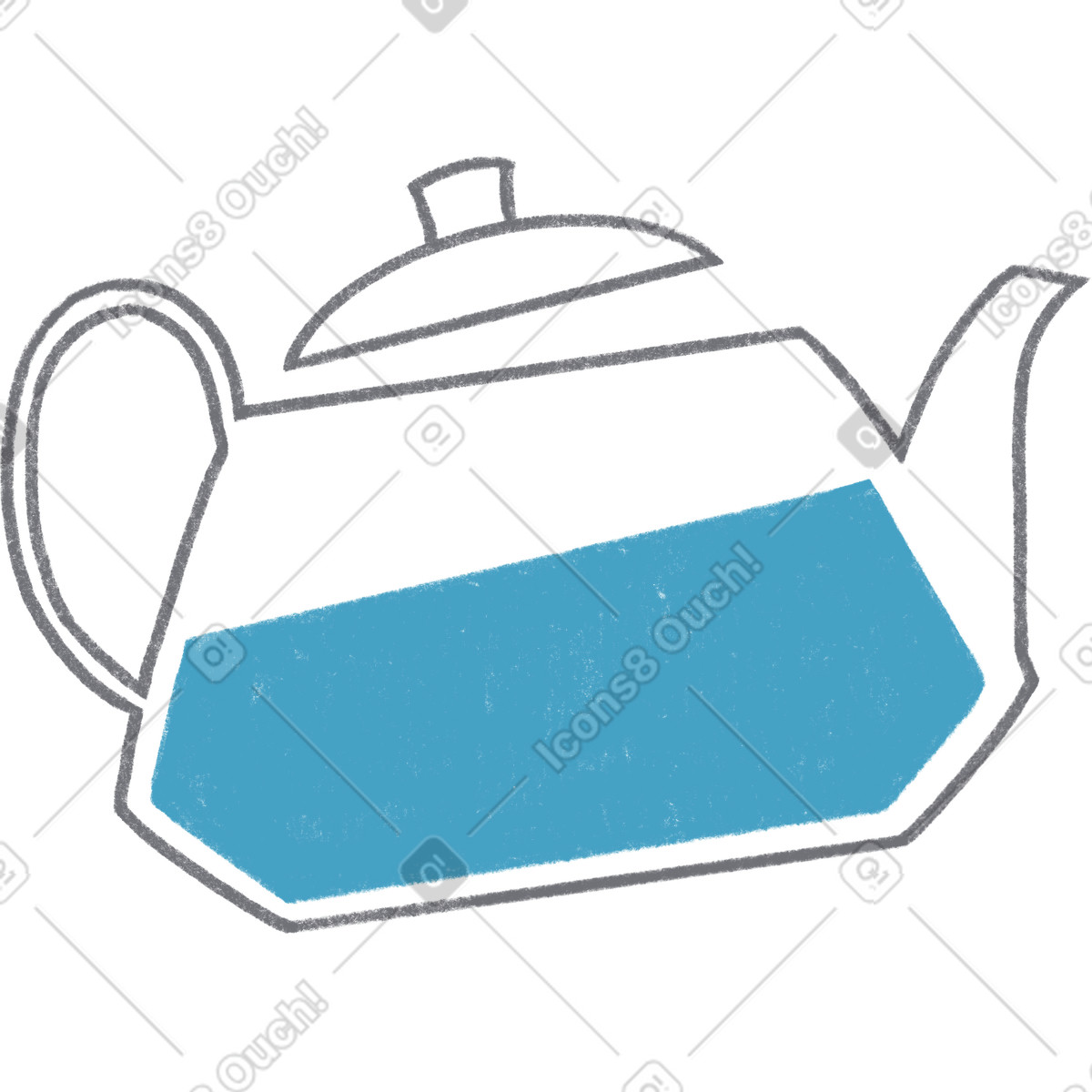 Ilustración Line teapot with blue water en estilo Tutti a descargar en PNG y SVG