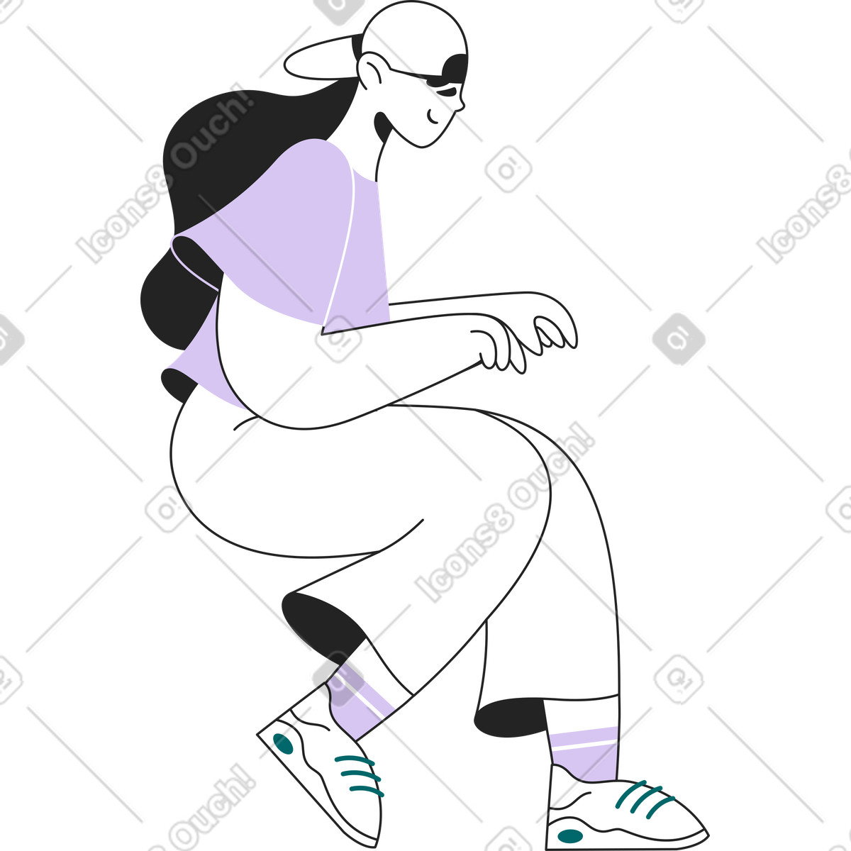 下载 Sammy Line 风格的 戴着帽子打字的女孩 插画，支持 PNG、SVG 格式