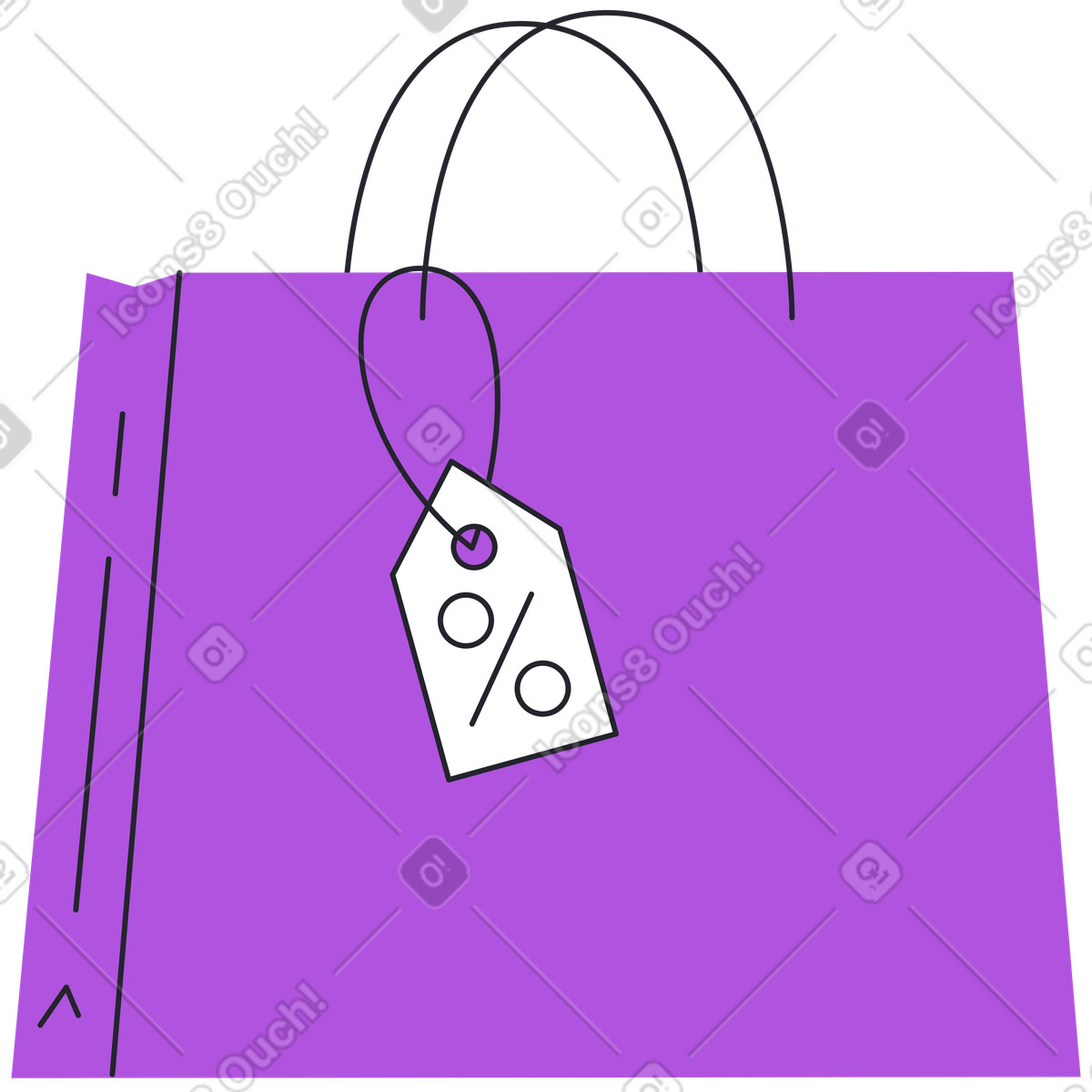 Ilustración Bolsa con papel de descuentos en estilo Grapy a descargar en PNG y SVG
