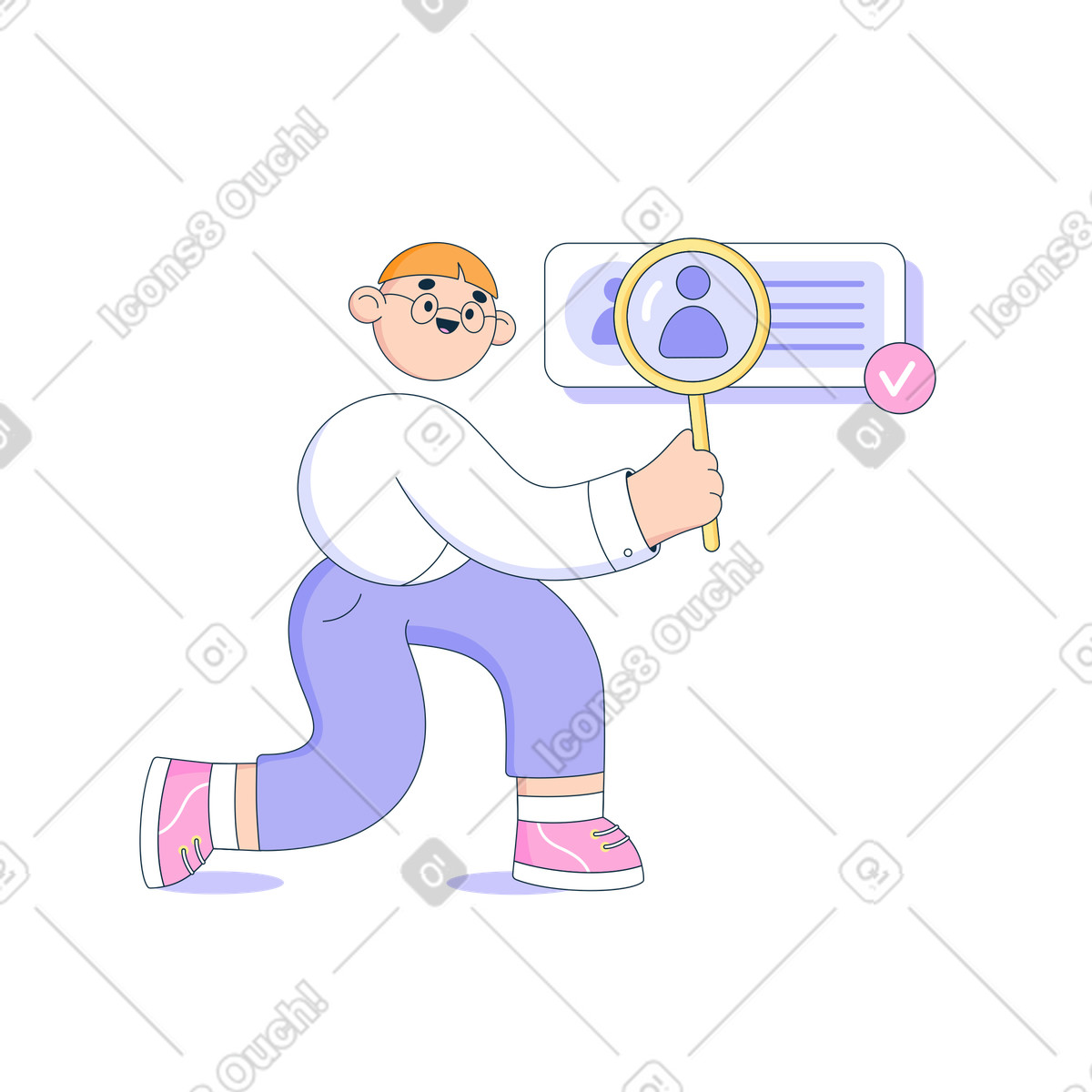 Recruiter searching for new employees online illustration in PNG, SVG