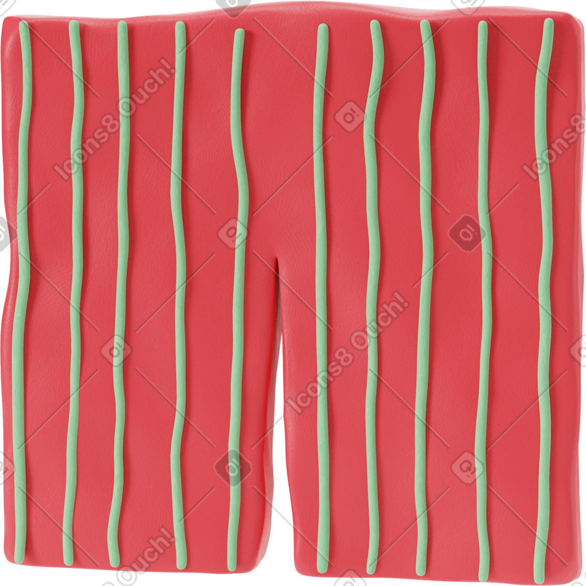 3D Stripy スタイルの 緑の縞模様の赤いショーツ のイラストをPNG、SVG形式でダウンロード