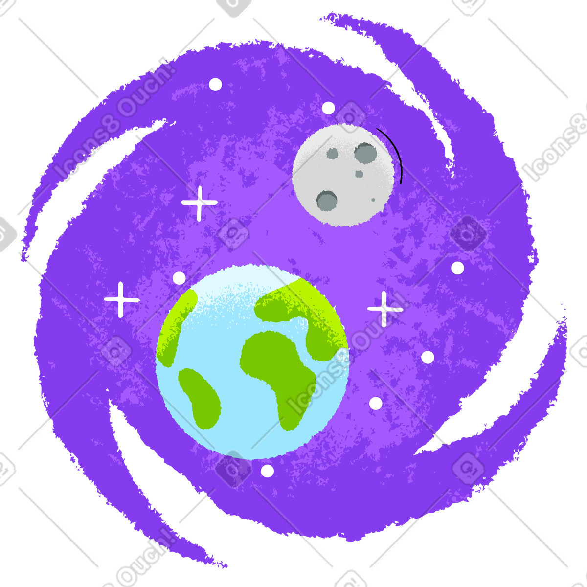 Earth and Moon illustration in PNG, SVG