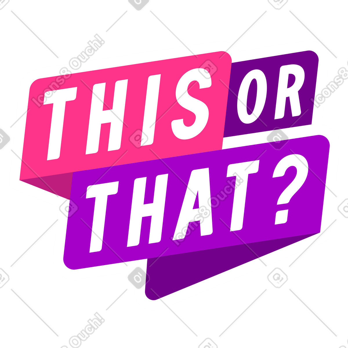 Lettering sticker this or that pink purple text illustration in style download in PNG, SVG