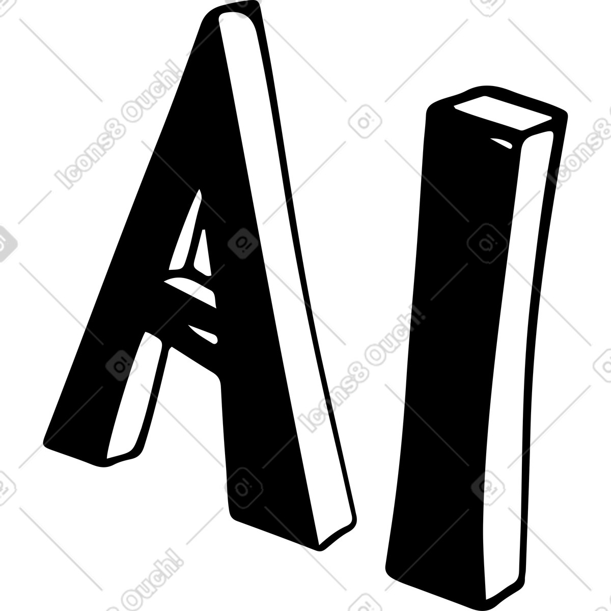 Ilustración Letras ai inteligencia artificial en estilo Line a descargar en PNG y SVG