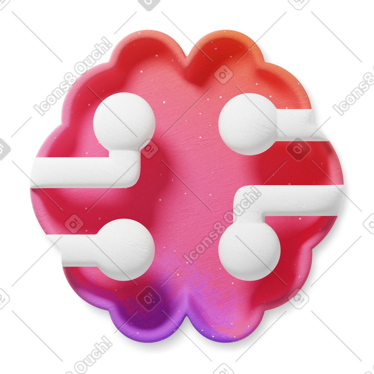 Illustration Cerveau artificiel 3d avec circuits dans le style Microsoft Fluent à télécharger aux formats PNG, SVG