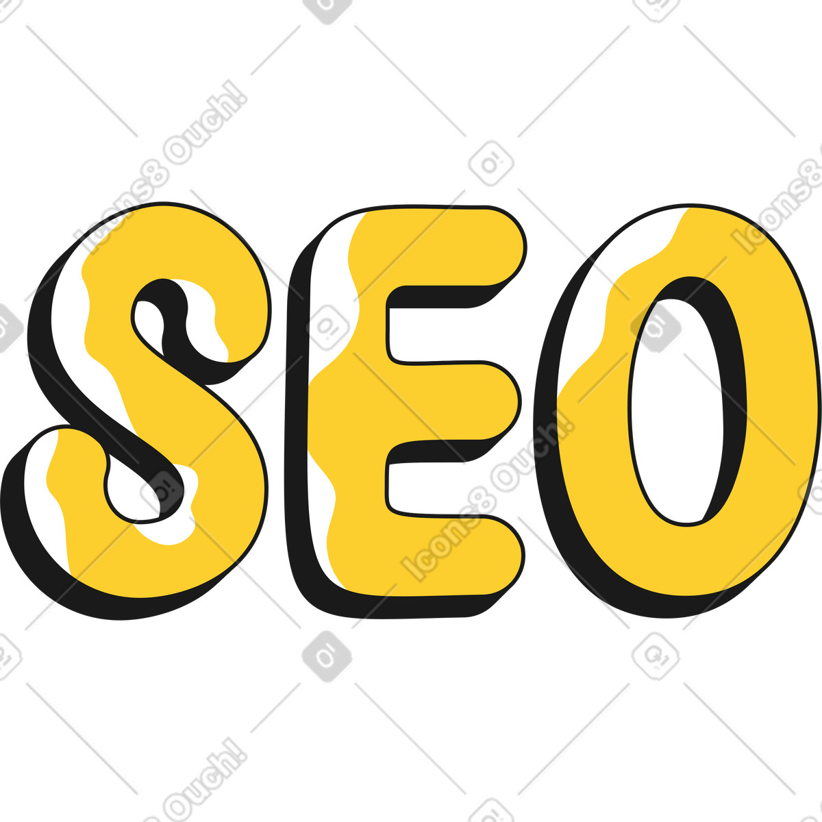 Lettering SEO text clipart illustration for digital marketing in PNG SVG GIF