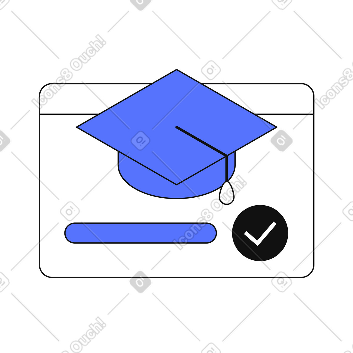 Ilustração de Graduation cap symbolizing successful online course completion and certification achievement em no estilo para baixar em PNG, SVG