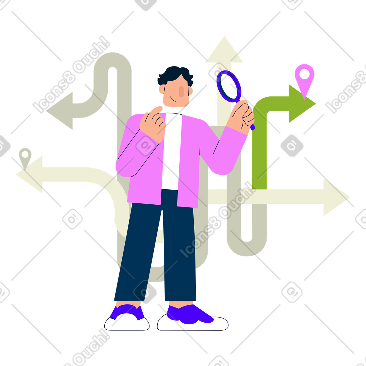 Problem-solving e decision-making illustrazione in stile Cubes scarica in PNG, SVG