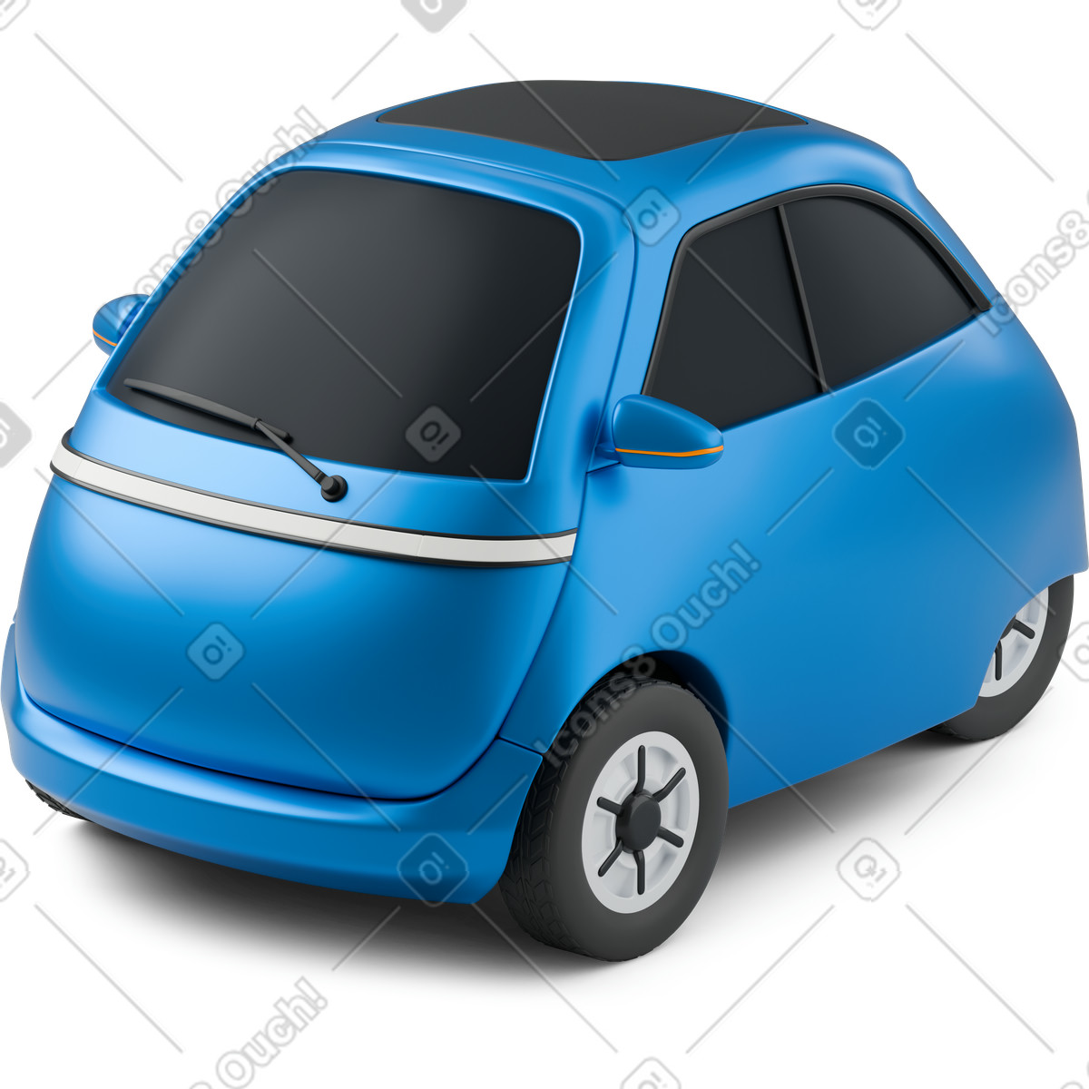 Blue electric car top view illustration in 3D Business style download in PNG, SVG