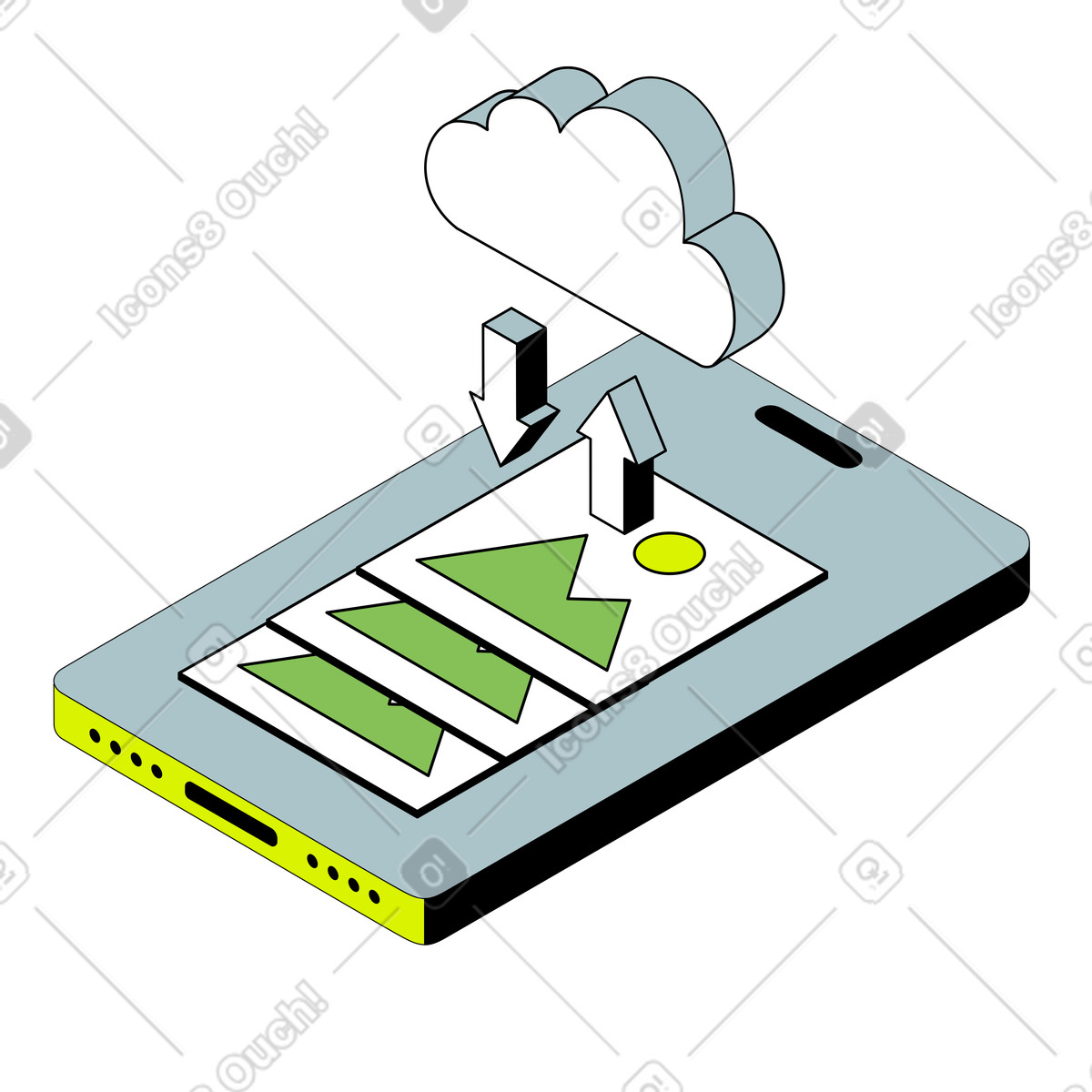 Ilustración Soluciones de almacenamiento y backup en la nube estilo Isometric a descargar PNG SVG