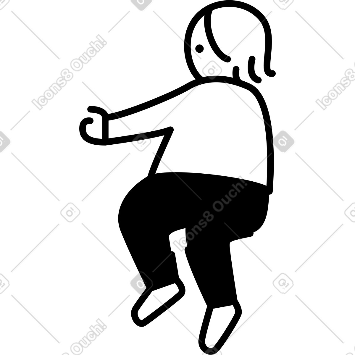 Ilustración Child silhouette reaching out with extended arm and bent legs en estilo Notion Line Art a descargar en PNG y SVG