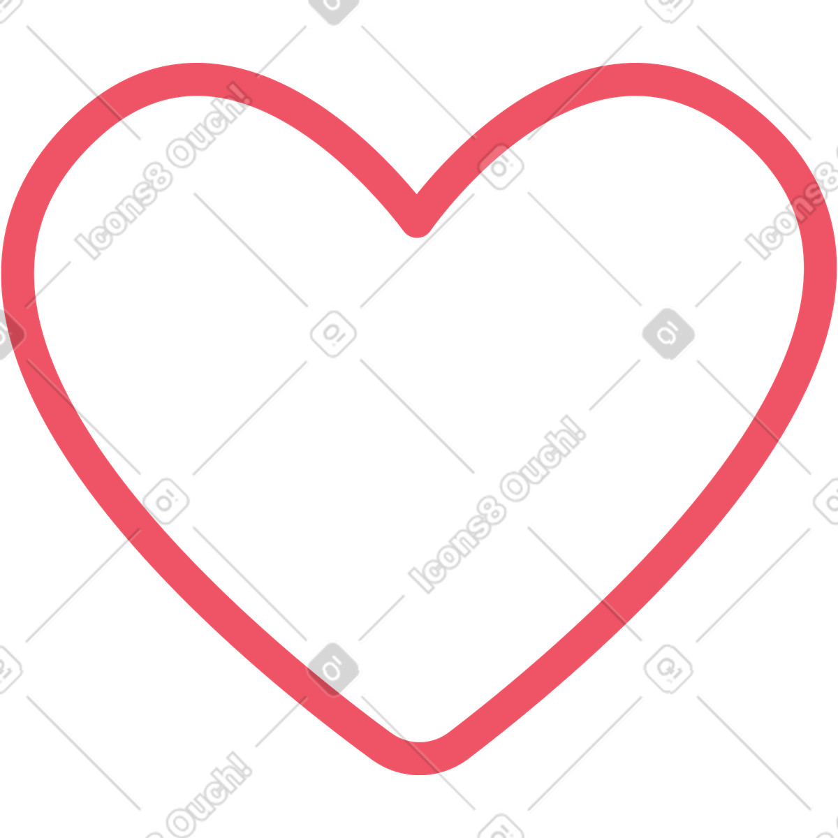 Cuore lineare rosso illustrazione in stile Boba scarica in PNG, SVG