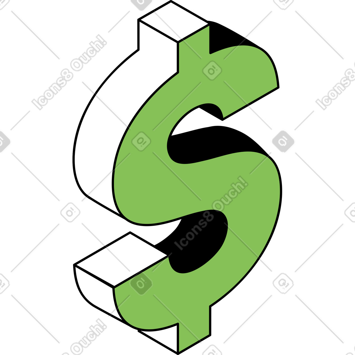 Dollar-symbol-Illustration im Isometric-Stil als Download in PNG, SVG