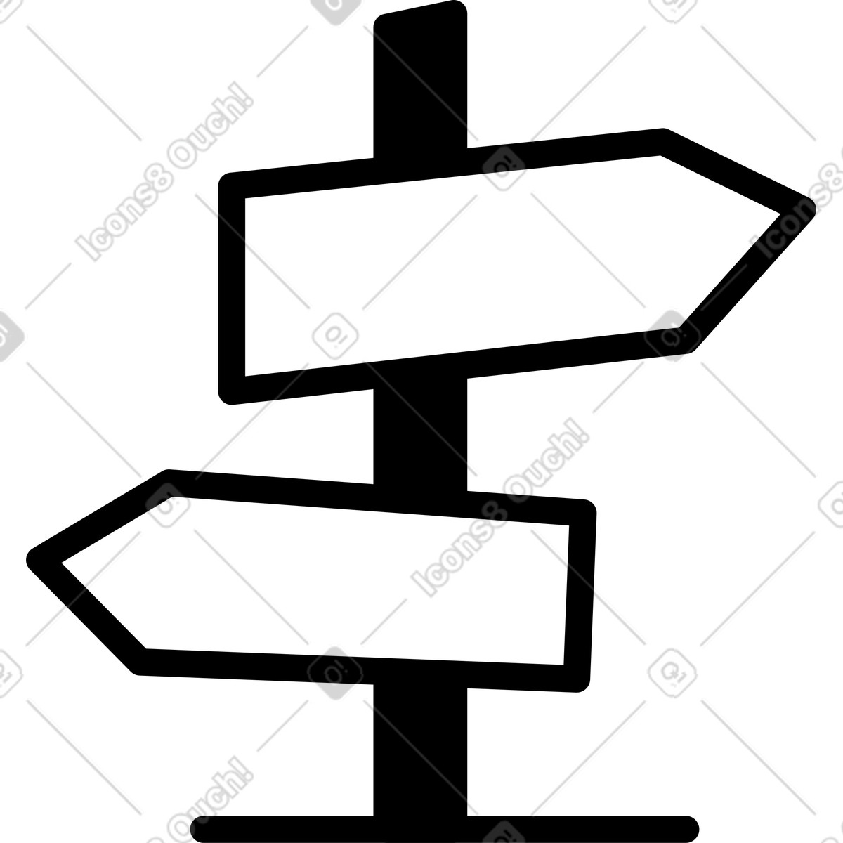 Illustration Signpost directional arrows pointing opposite ways on vertical pole dans le style Notion Line Art à télécharger aux formats PNG, SVG