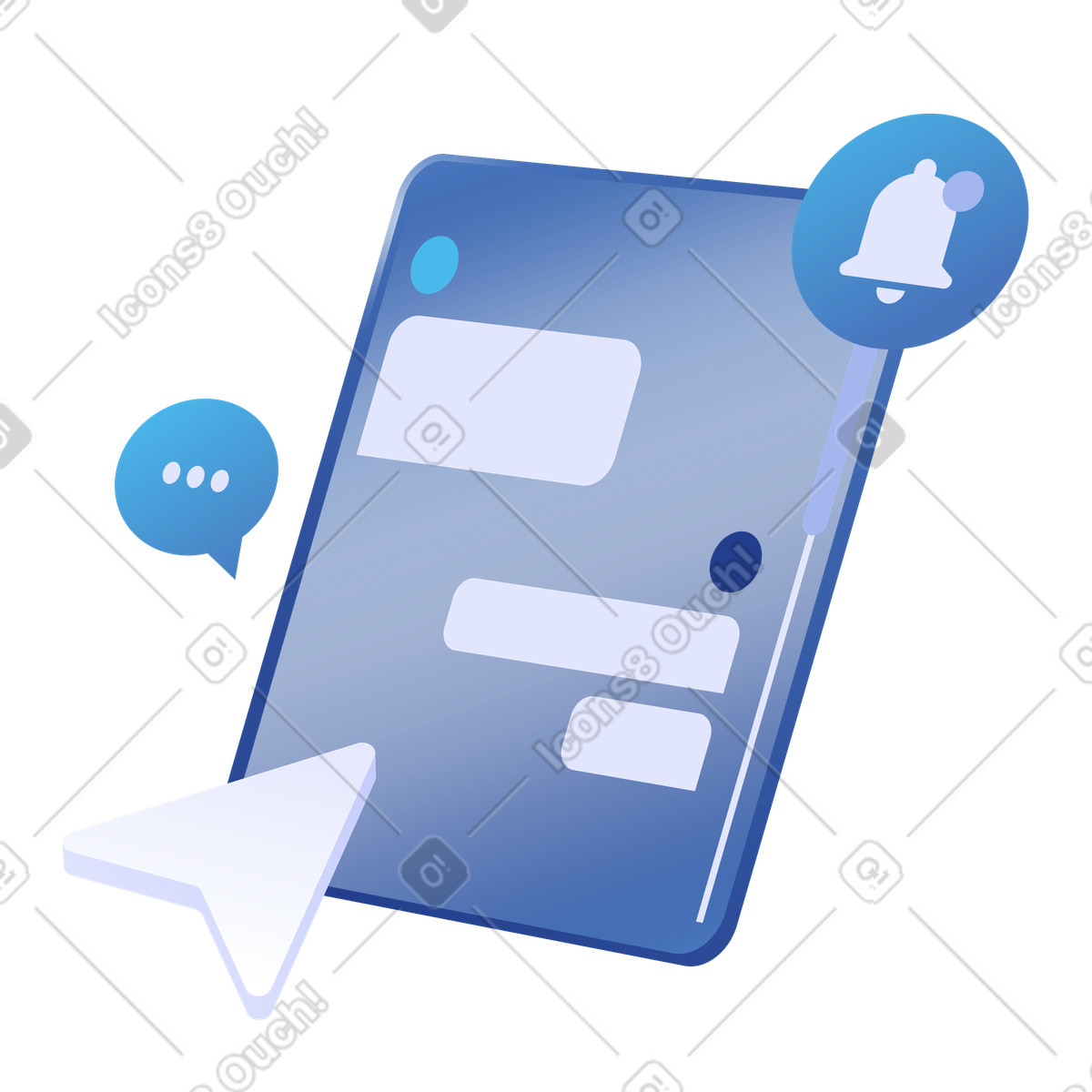Interfaccia di comunicazione digitale con sistema di notifiche e avvisi illustration in PNG, SVG