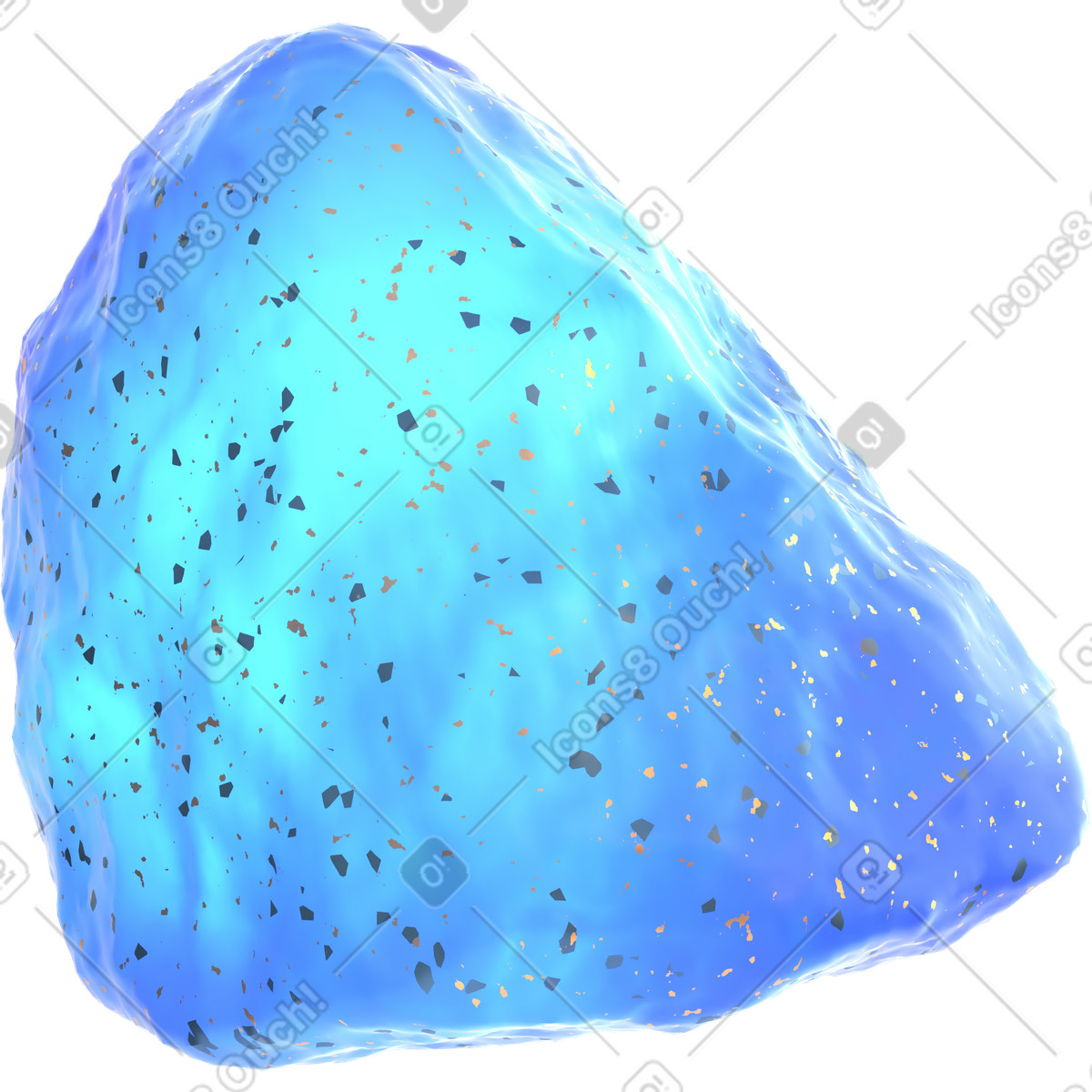 Roccia blu semitrasparente illustrazione in stile 3D Glassy scarica in PNG, SVG