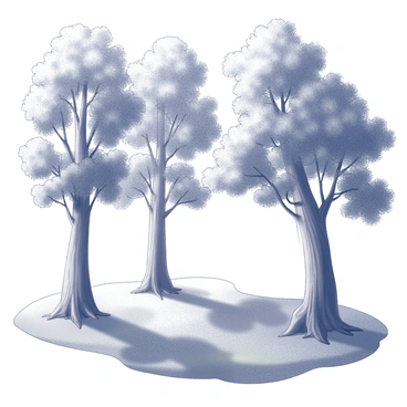 A grove featuring tall trees with thick trunks and expansive canopies. The ground is covered in soft moss that creates a lush green carpet. Gentle sunlight filters through the leaves, casting delicate patterns of light and shadow on the forest floor. The scene conveys a sense of tranquility, with the trees standing tall and the moss providing a rich texture.