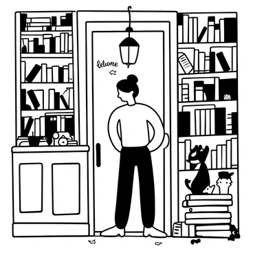 Tintin browsing a quaint bookstore filled with dusty books