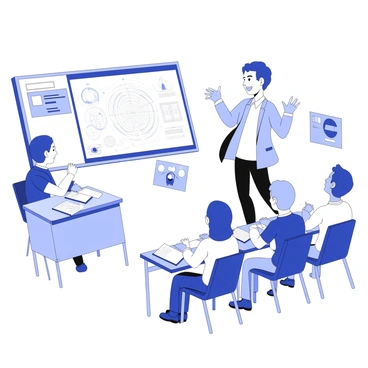 A teacher stands at the front of a classroom, actively engaging baccalauréat students gathered at their desks. The teacher is animatedly explaining a complex topic, using hand gestures to emphasize key points. Students are seated with notebooks open, some raising their hands to ask questions, while others are focused on listening intently. The classroom is equipped with educational materials, including a chalkboard filled with diagrams and notes related to the lesson. There are posters on the walls showcasing various academic subjects. The atmosphere conveys a sense of curiosity and academic determination among the students.