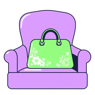 An elegant evening bag with intricate embroidery resting on a plush velvet chair