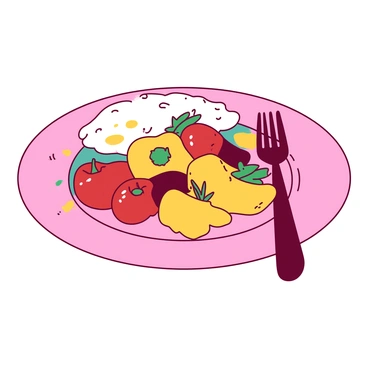 A vibrant illustration of a delicious meal drawn in Ibis Paint, featuring colorful ingredients.