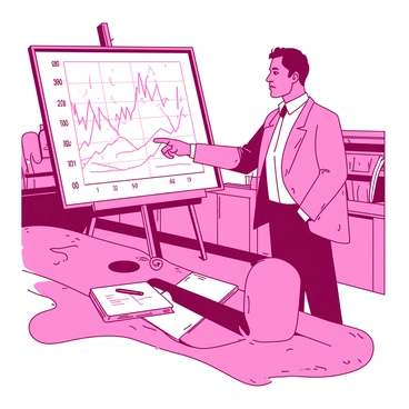 A prosecutor presenting evidence to the court, pointing at a chart with determination