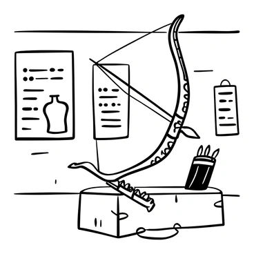 A detailed illustration of a historical crossbow displayed in a museum.
