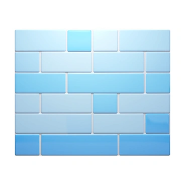 A bathroom wall featuring ceramic tiles arranged in a parabolic pattern. The tiles are glossy and reflect light, with a color palette consisting of soft blues and whites. The parabolic pattern creates a sense of movement across the wall, with the tiles carefully aligned to enhance the visual flow. The grout lines between the tiles are clean and precise, contributing to a polished finish.