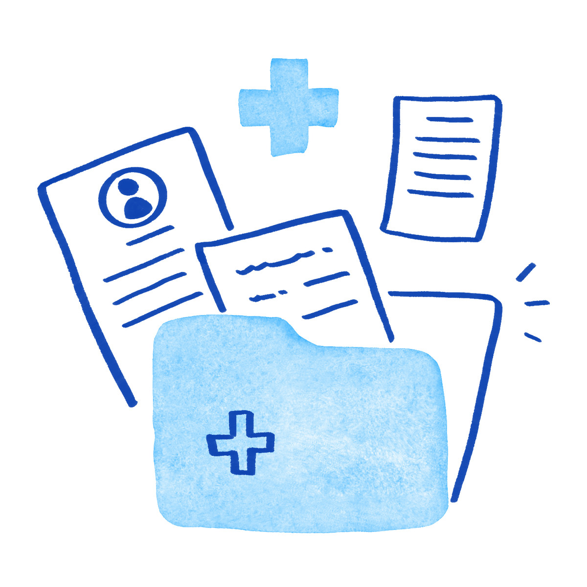 Иллюстрация Health information folder with cross icon and clinical record sheets в стиле Tint — скачать в форматах PNG, SVG