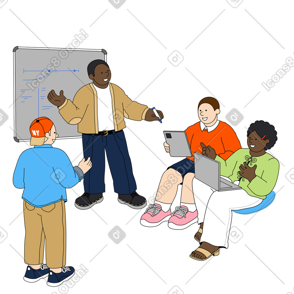 Office workers having a meeting illustration university vector clipart images in PNG, SVG, GIF
