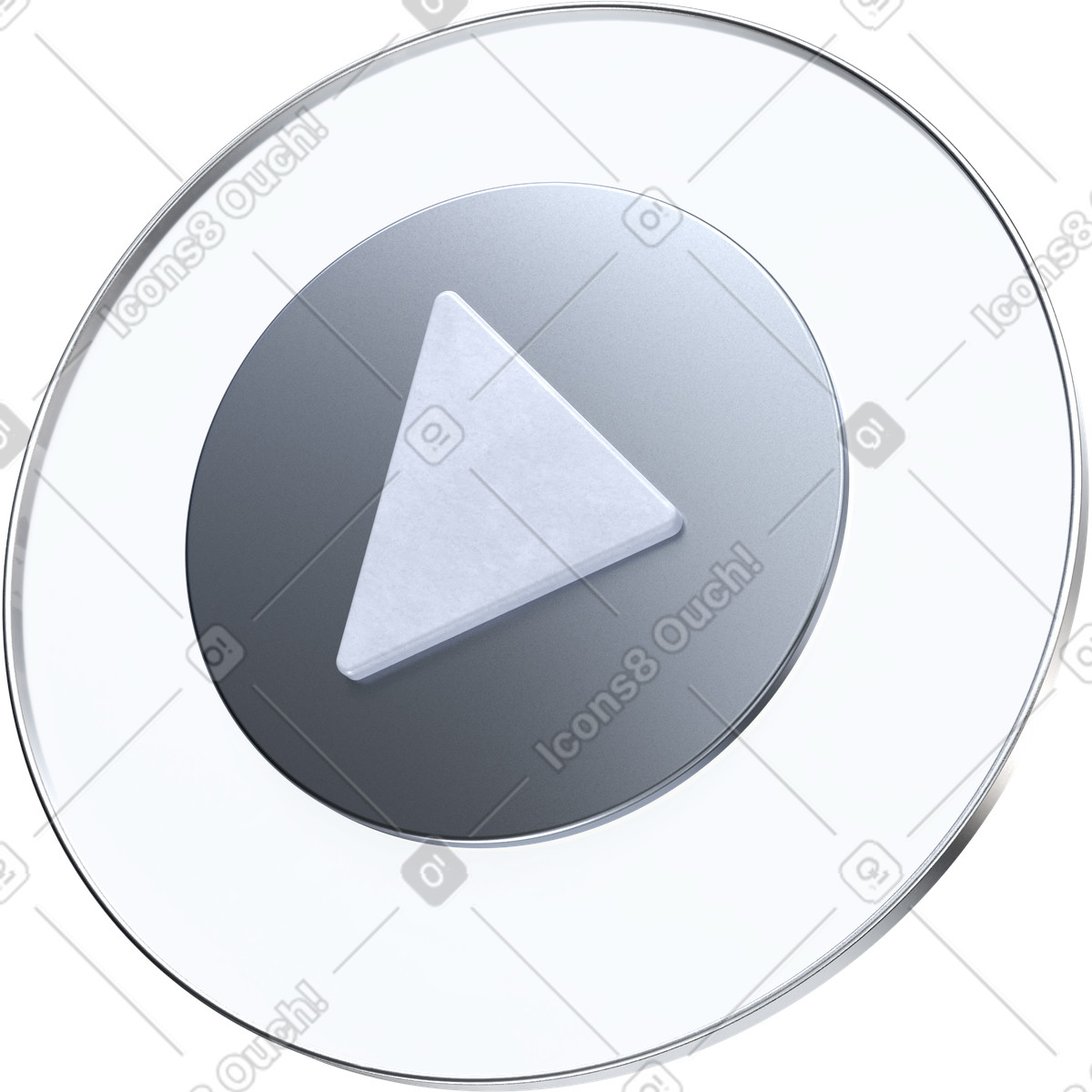 Round playback start button for media interface control illustration in 3D Pro style download in PNG, SVG